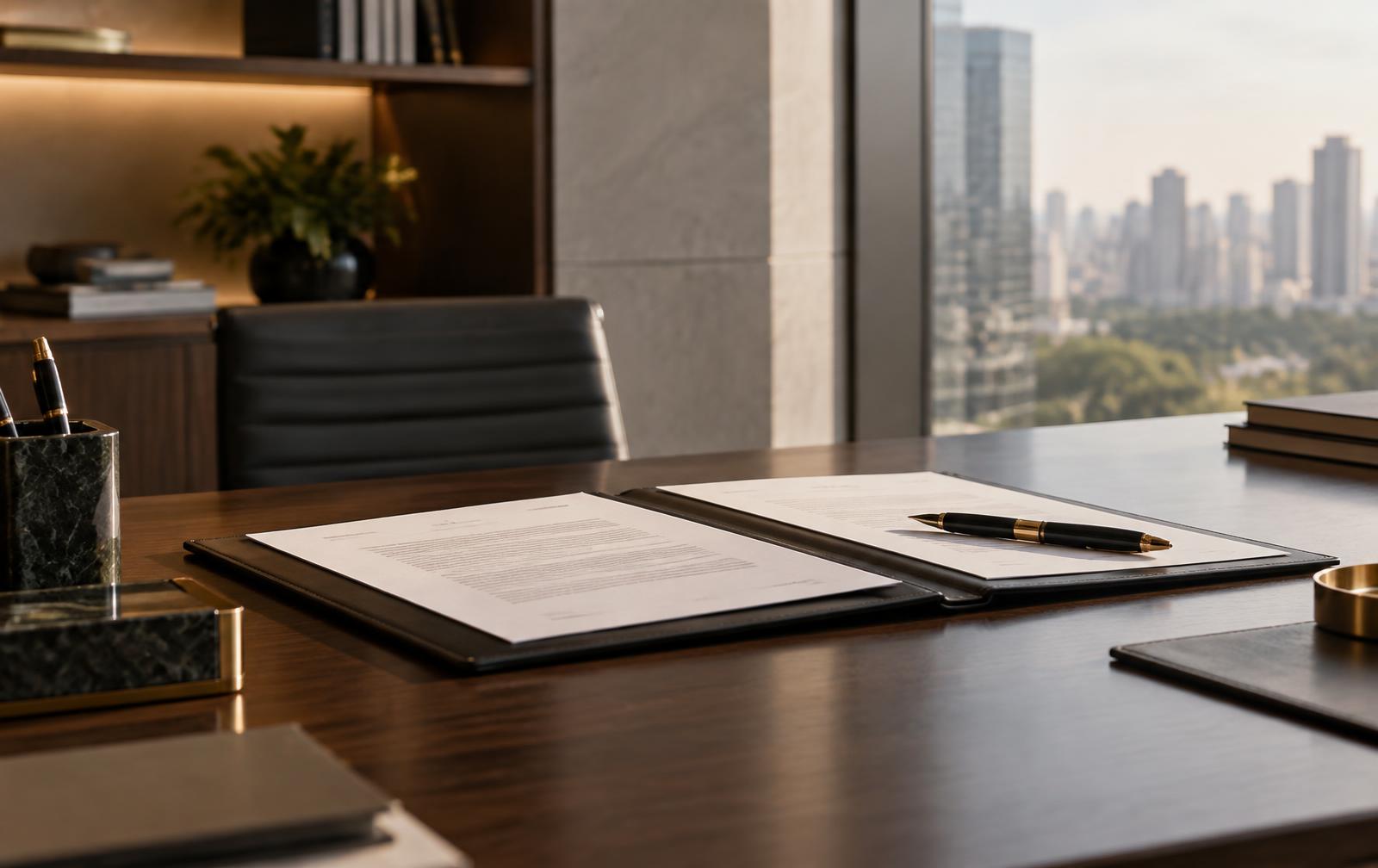 Escritório contemporâneo preparado para uma reunião empresarial